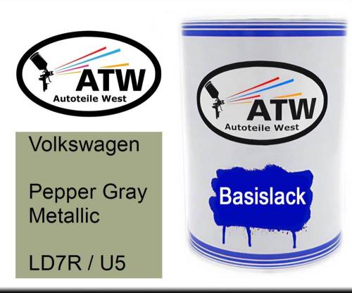 Volkswagen, Pepper Gray Metallic, LD7R / U5: 500ml Lackdose, von ATW Autoteile West.